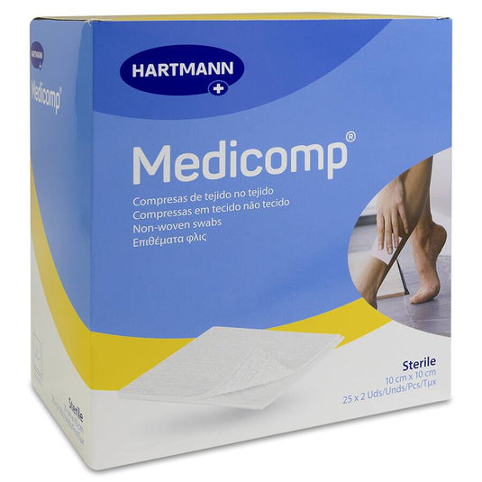COMPRESAS DE TEJIDO NO TEJIDO ESTERILES MEDICOMP 50 UNIDADES 10 x 10 cm