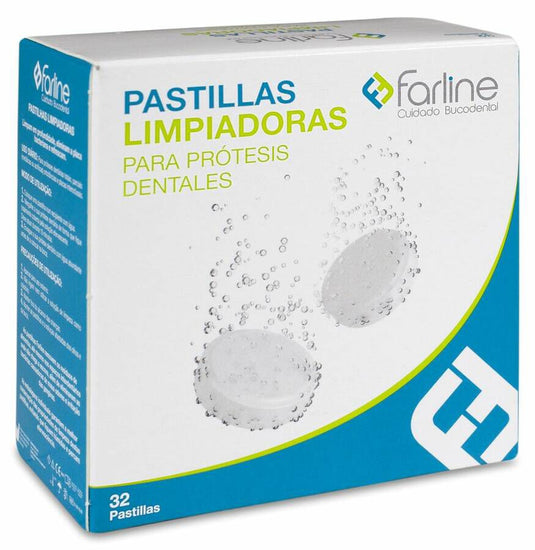 Farline pastillas limpiadoras limpieza protesis dental 32 tabletas