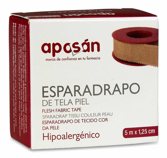 Esparadrapo Aposan Tela 1 Unidad 5 m x 1,25 cm Color Piel