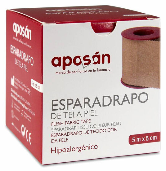 Esparadrapo Aposan Tela 1 Unidad 5 m x 5 cm Color Piel