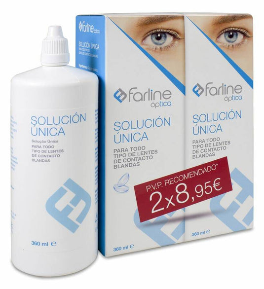 Farline optica solucion unica lentes de contacto 2 envases 360 ml duplo
