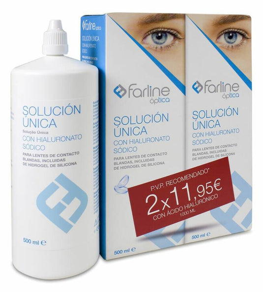 Farline optica solucion unica con hialuronico 2 envases 500 ml duplo