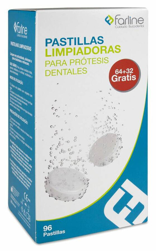 Farline pastillas limpiadoras limpieza protesis dental 96 tabletas