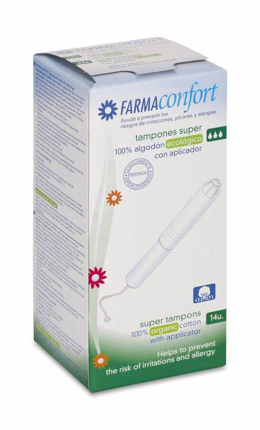 Tampones 100% Algodon Farmaconfort Con Aplicador 14 Unidades Super
