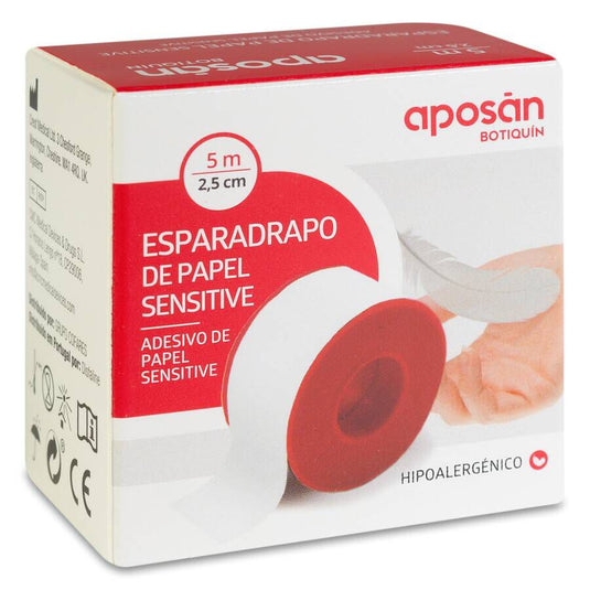 Esparadrapo Hipoalergico Aposan Papel 1 Unidad 5 m x 2,5 cm