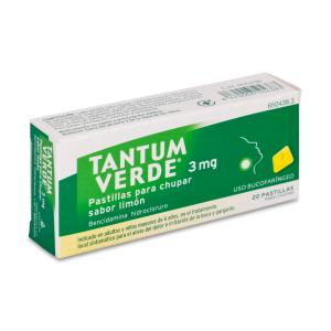 TANTUM VERDE 3 mg 20 PASTILLAS PARA CHUPAR (SABOR LIMON)