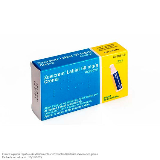 Zovicrem labial 50 mg/g crema 1 tubo 2 g