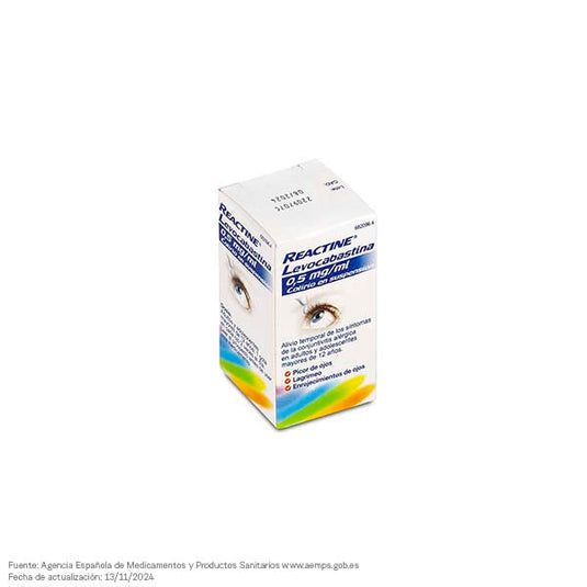 Reactine levocabastina 0,5 mg/ml colirio en suspension 1 frasco 4 ml