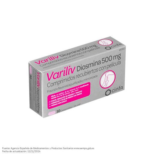 VARILIV DIOSMINA 500 mg 60 COMPRIMIDOS RECUBIERTOS