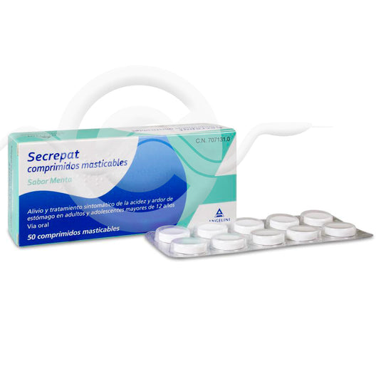 SECREPAT 50 COMPRIMIDOS MASTICABLES (SABOR MENTA)