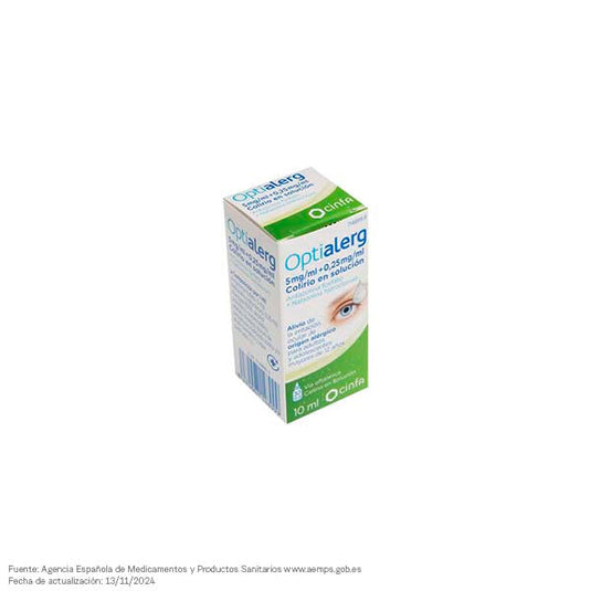 Optialerg 5 mg/ml + 0,25 mg/ml colirio en solucion 1 frasco 10 ml
