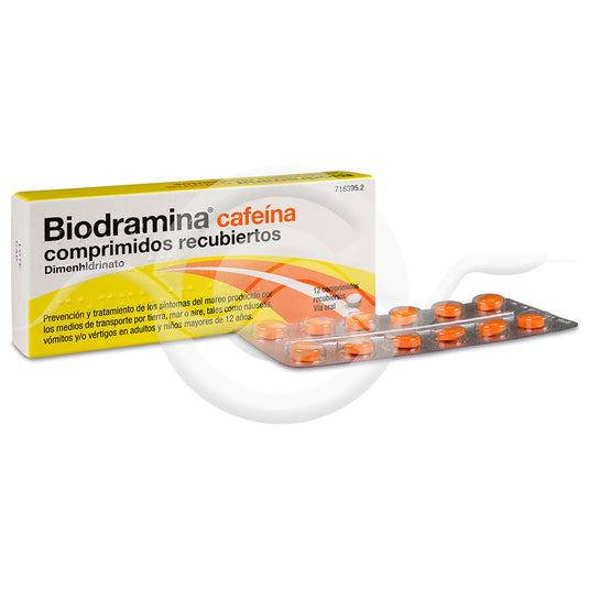 BIODRAMINA CAFEINA 12 COMPRIMIDOS RECUBIERTOS