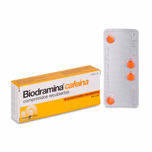 BIODRAMINA CAFEINA 4 COMPRIMIDOS RECUBIERTOS