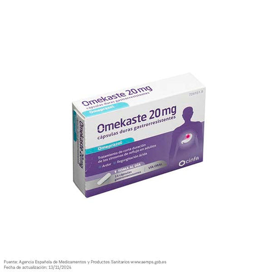 Omekaste 20 mg 14 capsulas gastrorresistentes (blister pvc-pvdc/al)