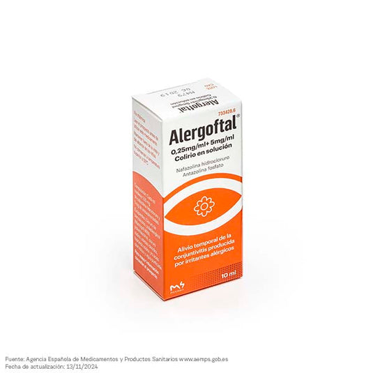 Alergoftal 0,25 mg/ml + 5 mg/ml colirio en solucion 1 frasco 10 ml