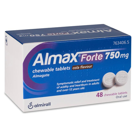 ALMAX FORTE 750 mg 48 COMPRIMIDOS MASTICABLES SABOR COLA