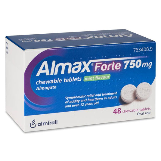 ALMAX FORTE 750 mg 48 COMPRIMIDOS MASTICABLES SABOR MENTA