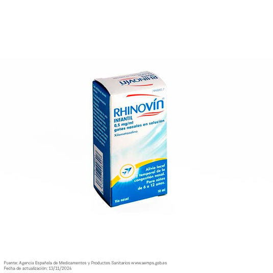 Rhinovin kids 0,5 mg/ml gotas nasales en solucion 1 frasco 10 ml