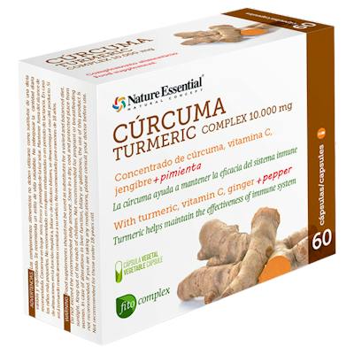 NATURE ESSENTIAL CURCUMA 10.000mg. +jengibre+pimienta 60cap.