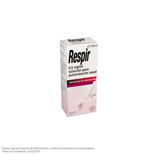 Respir 0,5 mg/ml solucion para pulverizacion nasal 1 frasco 20 ml + bomba pulverizadora