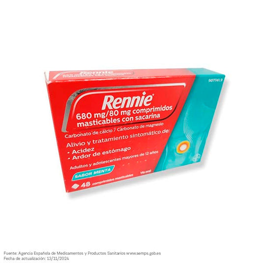 Rennie 680 mg/80 mg 48 comprimidos masticables (con sacarina)