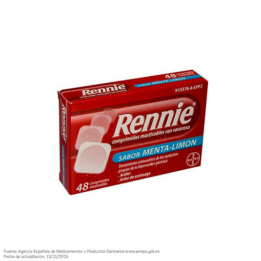 Rennie 680 mg/80 mg 48 comprimidos masticables (con sacarosa)