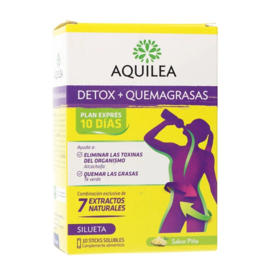 Aquilea Detox + Quemagrasas FORTE 10 sticks 15 ml Sabor Piña