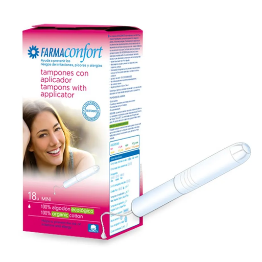 Tampones 100% Algodon Farmaconfort Con Aplicador 18 Unidades Mini