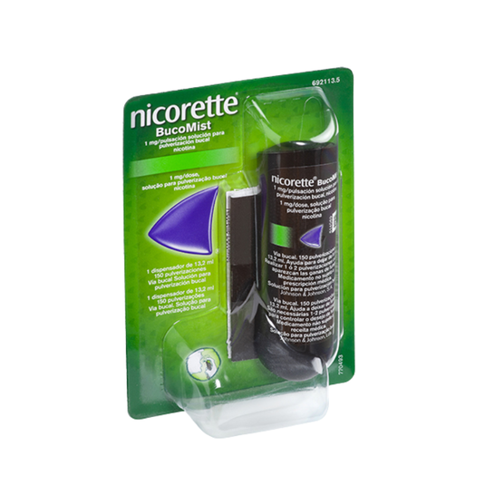 Nicorette bucomist 1 mg/pulsacion solucion para pulverizacion bucal 1 envase 13,2 ml (150 dosis)