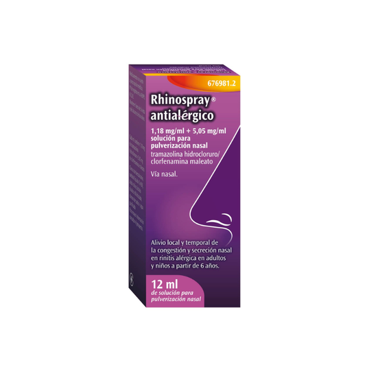 Rhinospray antialergico 1,18 mg/ml + 5,05 mg/ml solucion para pulverizacion nasal 1 frasco 12 ml
