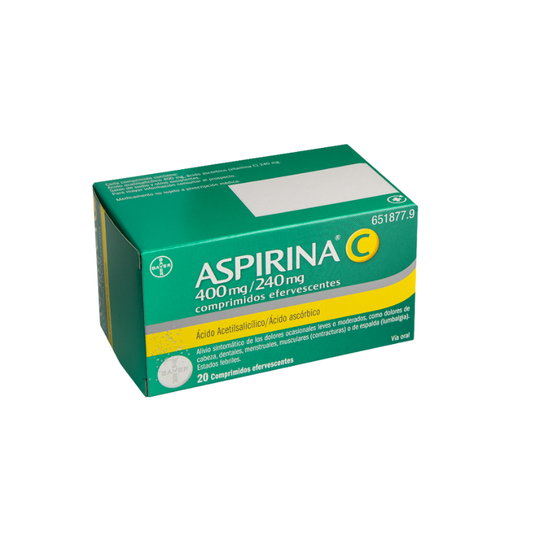 Aspirina c 400 mg/240 mg 20 comprimidos efervescentes