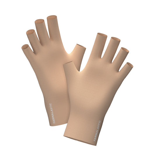 Guantes Farmalastic color beige, vista frontal