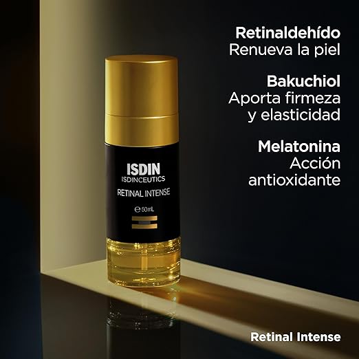 ISDIN ISDINCEUTICS Retinal Intense, Serum bifásico de noche con retinal para reducir arrugas más profundas y mejorar la firmeza de la piel, Enfocado a pieles maduras, expertas en retinoides, 50ml