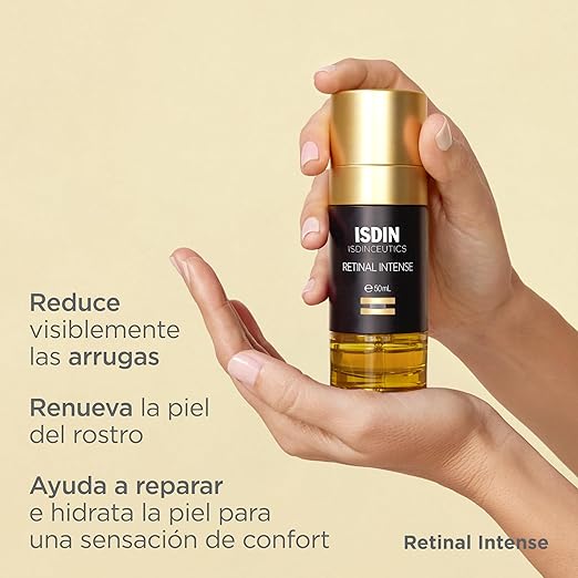 ISDIN ISDINCEUTICS Retinal Intense, Serum bifásico de noche con retinal para reducir arrugas más profundas y mejorar la firmeza de la piel, Enfocado a pieles maduras, expertas en retinoides, 50ml