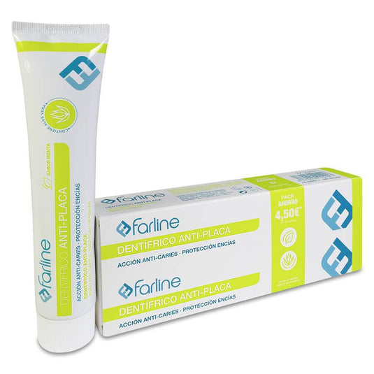 Farline dentifrico antiplaca duplo 2 tubos 125 ml sabor menta con aloe vera
