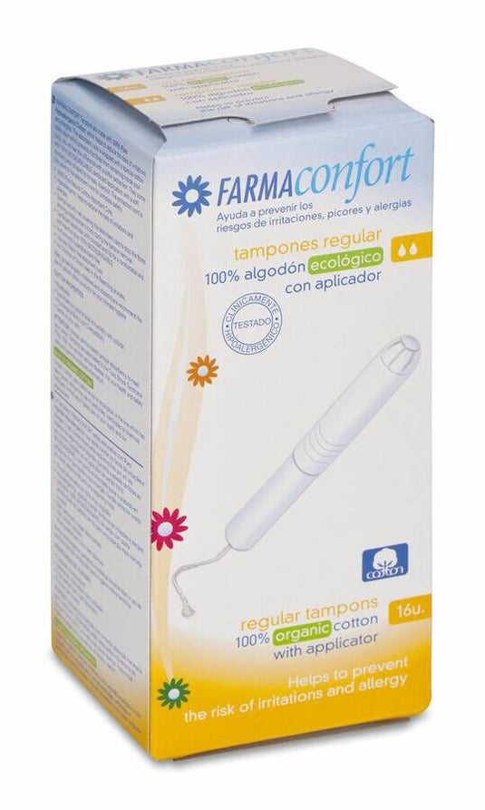 Tampones 100% Algodon Farmaconfort Con Aplicador 16 Unidades Regular