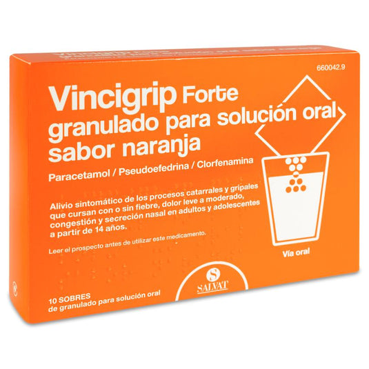 VINCIGRIP FORTE 10 SOBRES GRANULADO PARA SOLUCION ORAL (SABOR NARANJA)