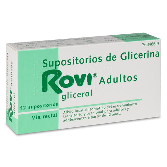 Supositorios de glicerina rovi adultos 2,25 g 12 supositorios