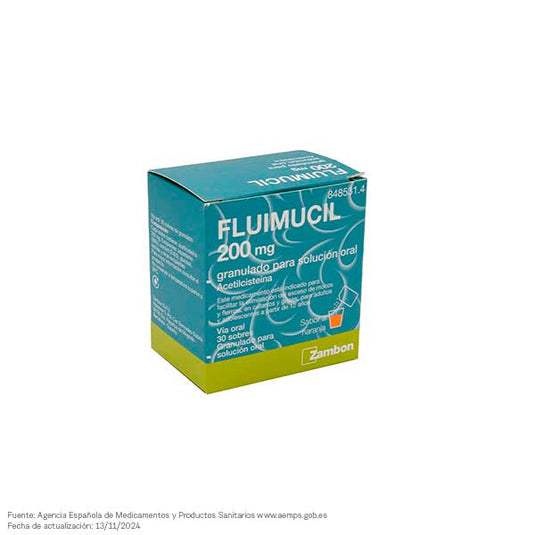 FLUIMUCIL 200 mg 30 SOBRES GRANULADO PARA SOLUCION ORAL