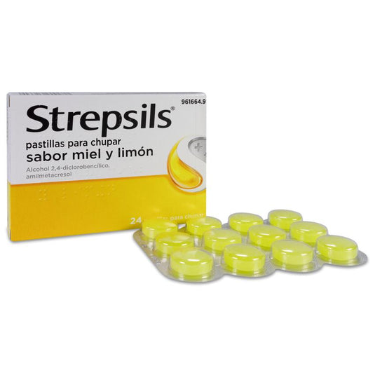 STREPSILS 24 PASTILLAS PARA CHUPAR (SABOR MIEL Y LIMON)