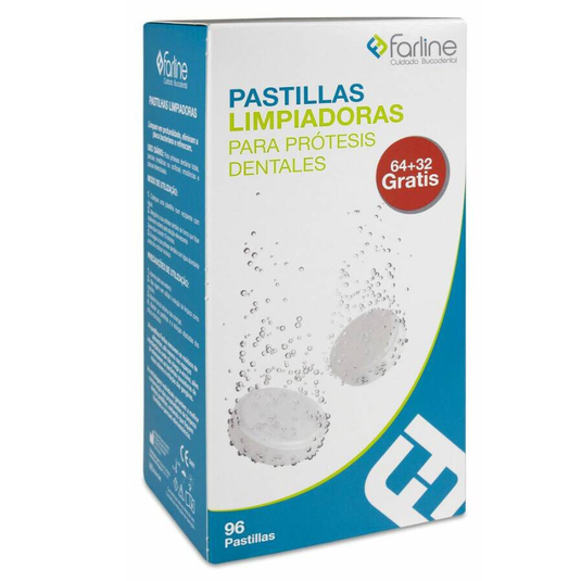 Farline pastillas limpiadoras limpieza protesis dental 96 tabletas