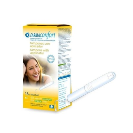 Tampones 100% Algodon Farmaconfort Con Aplicador 16 Unidades Regular
