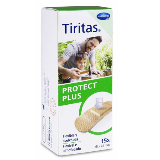 Tiritas Protect Plus Aposito Adhesivo 15 Unidades 72 mm x 25 mm